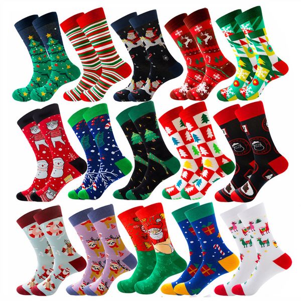 Décoration de fête Hommes Femmes Chaussettes Amant Noël Halloween Célébrer Santa Elk Cadeau Biscuits Neige Bonne Marée Drôle Chaussettes En Coton