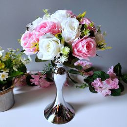 Party Decoration Mermaid Metal Stand met kunstmatige bloembal voor bruiloft tafel centerpiece Bouquet Home Decor 10 sets