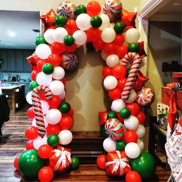 Décoration de fête Joyeux Noël Ensemble Guirlande Arc Kit Ballons En Latex Elk Bonhomme De Neige Père Noël Arbre De Noël Pour L'année Air Globos