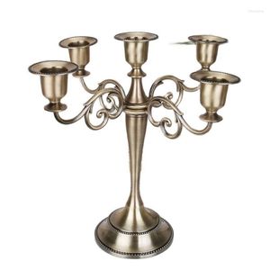 Feestdecoratie metaal zilver/goud/bronzen/zwart 5-arms pilaar kaarsenhouders kandelaar bruiloft stand thuis decor kandelabra