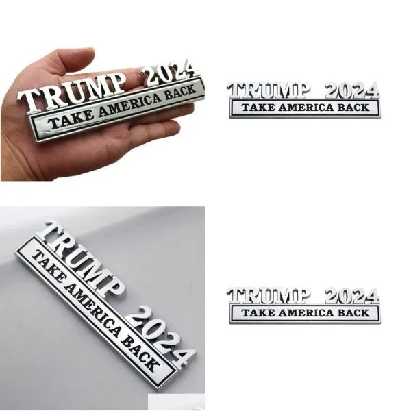Party Decoration Metal Trump 2024 Take America Back Car Badge Sticker 4 Colors Drop Livrot Home Garden Festive Supplies Event FY5887 LL