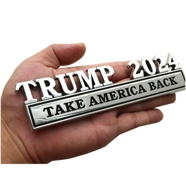Décoration de fête en métal Trump 2024 Take America Back Car Badge Sticker 4 couleurs Drop Delivery Home Garden Festive Supplies Event i0612