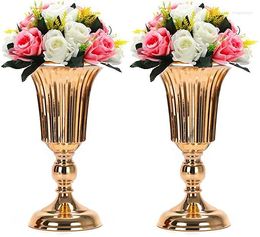 Décoration de fête en métal trompette de mariage Vase porte-fleurs route porte-plomb pièce maîtresse Riser pour la réception