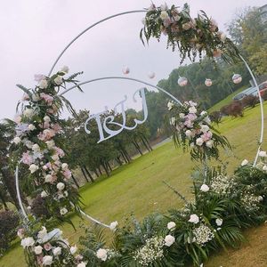 Décoration de fête en métal en fer forgé arc de mariage cadre de fond centre commercial fenêtre maison bricolage rond affichage Floral