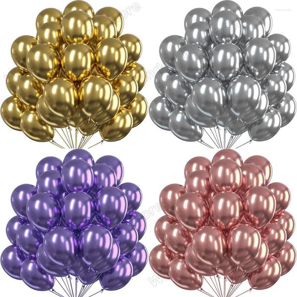 Party Decoration Metallic Balloons Anniversaire Baby Shower Decorations de mariage Chrome Chrome bleu rose rose or rose rose rouge 10/20 / 30pcs Ballon