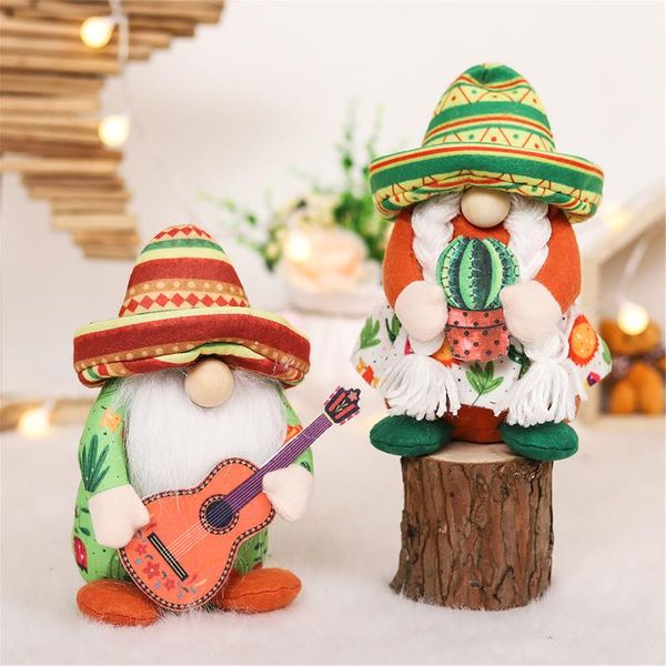 Décoration de fête Mexicain Carnaval Gnome Scandinave Nain En Peluche Poupée Guitare Couple Vitrine Maison Ferme Cuisine DécorFête FêteFête