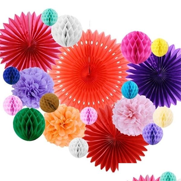 Décoration De Fête Décorations De Fiesta Mexicaine 20Pcs / Set Fans De Papier De Soie Boules En Nid D'abeille Pour Les Événements D'anniversaire Festival Supplie Dhx2U