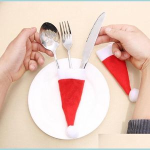 Party Decoratie Mini Christmas Home Keuken Hoed Huls Holder Holder Tas Dinner Knife Set Pocket ER Drop Delivery Garden Festive S DHH38