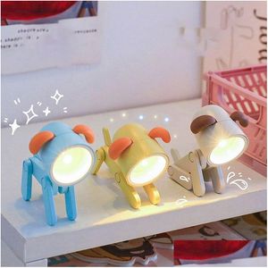 Décoration de fête Mini LED veilleuses dessin animé mignon décoration chien cerf forme veilleuses réglable enfants chambre chevet maison chambre de Dhno4