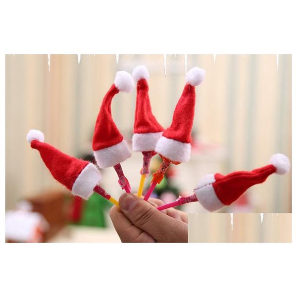 Décoration de fête mini chapeaux de santa claus pour la sucette de Noël fêtes de fête lollypop toppper ventre de bouteille de poupée de poupée de poupée caisse dht6r