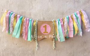 Feestdecoratie Mint Goud Roze Meisjes Kinderstoel Bunting Perfecte Babykamer Slingers Pompom Banner Prinses 1e Verjaardag Douche Decor