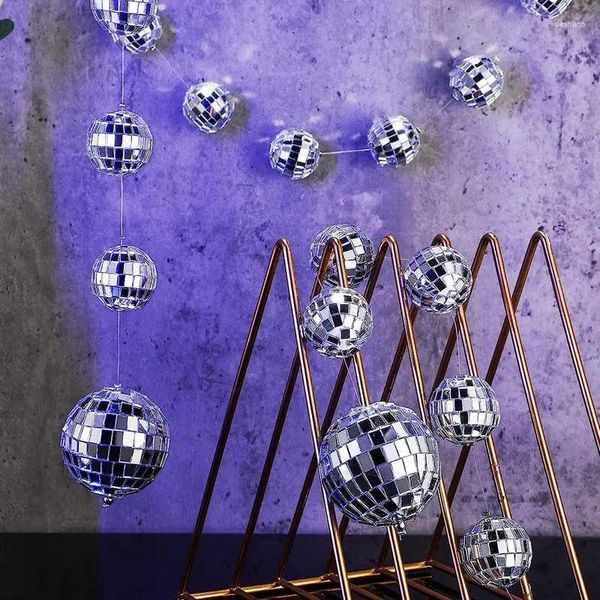 Decoración de fiestas Mirror Ball String Garland Vintage Disco Classic Festive Wall Art Suspending Ornament para fiestas temáticas Boda