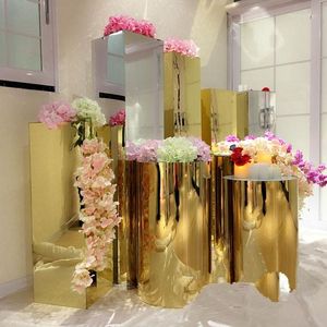 Décoration de fête colonnes de miroir Table à Dessert socle rond blanc gâteau Rylinder pilier mariage socle pour mariage 289