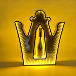 Feestdecoratie spiegel kroon fles glorifiers display standaard neon presentator wijnhouder drager voor nachtclub bar lounge decor