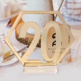 Décoration de fête miroir mariage siège carte hexagone Table numéro signes pour anniversaire décor adulte célébration BabyParty