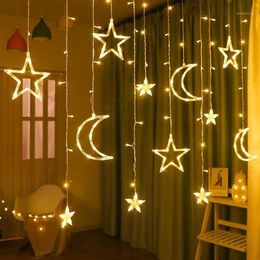 Feestdecoratie Moon Star LED Light String EID Islamitische Moslim Verjaardag Decor Al Adha Ramadan Pasen Wedding287P
