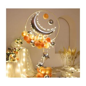 Fête Décoration Lune Étoile Cercle Rond Ballon Arc Cadre Stand Kit Twinkle Petit Thème Ballons Pour Baby Shower Anniversaire Goutte Del Dhn7D