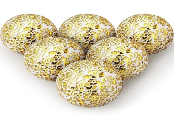Party Decoration Mosaic Sphere Balles de verre décoratives pour Noël décor de Noël table maître rond Gold Ball Festival Ornement9438807
