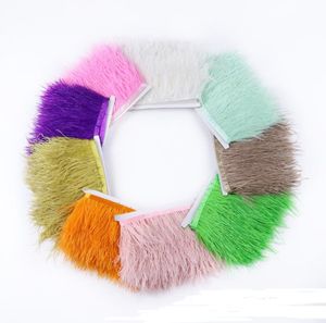 Décoration de fête multicolore véritable plume d'autruche garnitures ruban 8-10cm autruche blanche pour robe vêtements décorations couture plumes artisanat SN4909