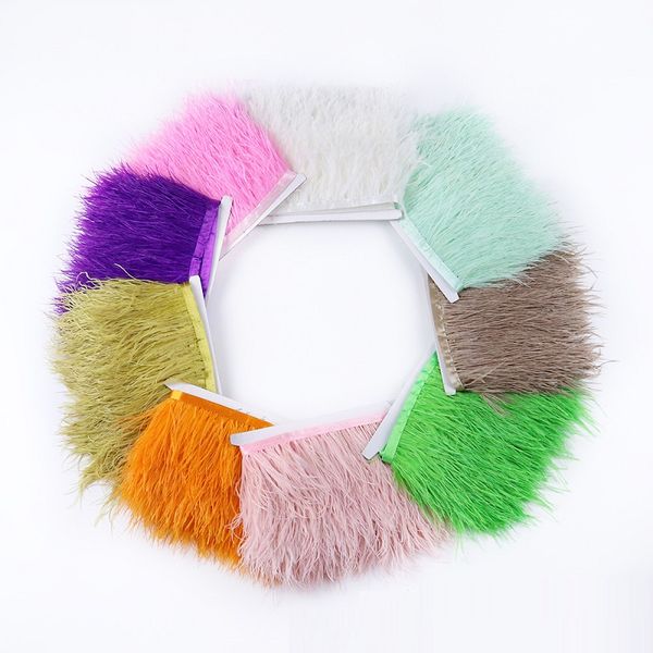 Décoration de fête multicolore véritable plume d'autruche garnitures ruban 8-10cm autruche blanche pour les décorations de vêtements de robe
