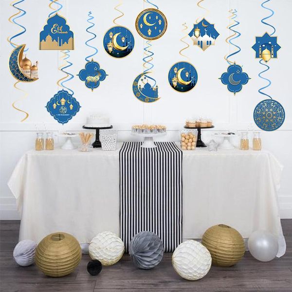 Decoración de fiestas Muslim Eid Ramadan Festival Tema Bronzing Banner Candy Box SELLA Etiqueta Charm Presing Pull Flag BloughParty