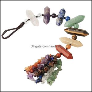 Décoration de fête Pendentif en pierre de cristal naturel Bijoux tissés à la main Bonne chance Yoga Méditation Roulant Drop Livraison 2021 Fournitures d'événements