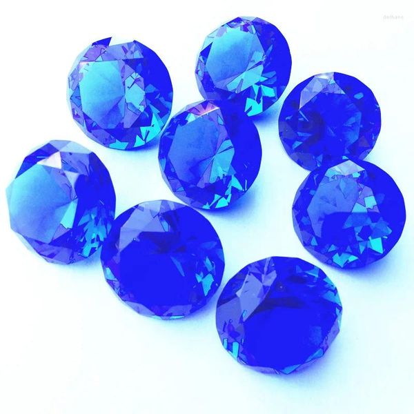 Décoration de fête Nature Blue Diamond Crystal Glass Artificial Artificial 5pcs 30 mm Feng Shui Stones Biel Robe Birthday Wedding