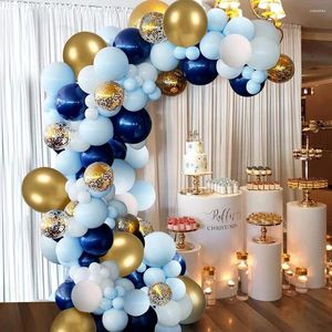 Feestdecoratie marineblauwe ballonnen Garland Arch Kit Wit Metallic Gold Confetti latex Ballon Verjaardag Baby Shower Decor Globos Graduation