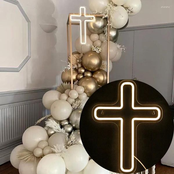 Décoration de fête Néon Cross Sign Light Light pour les décorations de baptême Baptême Baptême Baptême Decoron de communion