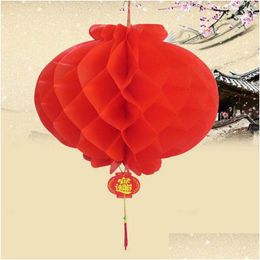 Feestdecoratie Nieuwjaar Kerst waterdichte rode Chinese papier Lantaarns voor buitenhangende festival Lantaarn ZA4921 Drop Delivery Dhxjf