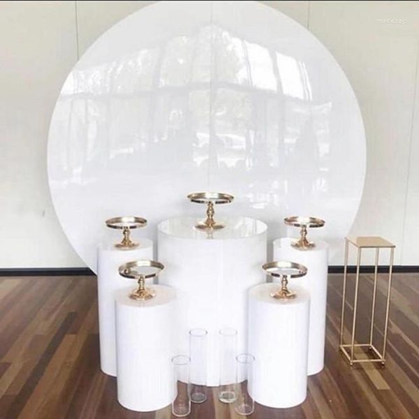 Décoration de fête pas de grand cercle) 5 pièces/ensemble) piédestal de mariage or bébé douche toile de fond blanc colonnes mentales pour gâteaux se dresse Yudao343