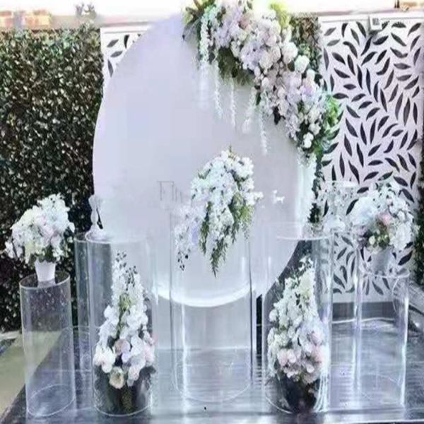 Decoración de fiesta sin círculo grande blanco) escenario perfecto para pared de boda flor soporte de pilar transparente telón de fondo Yudao244