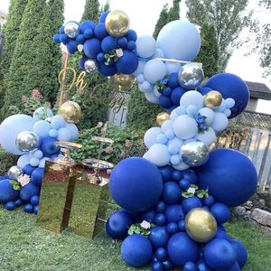 Décoration de fête Noble bleu foncé Macaron ballons guirlandes argent or ballon arc pour anniversaire bébé douche anniversaire décor