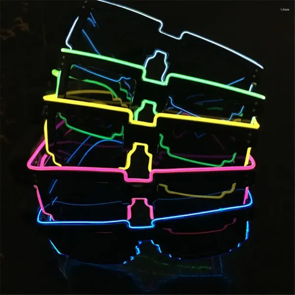 Decoración de fiestas Novela Mosaic LED Light-Up Gafas Wireless Glow in the Dark for Rave Funny Neon Christmas Kides Adult Kids
