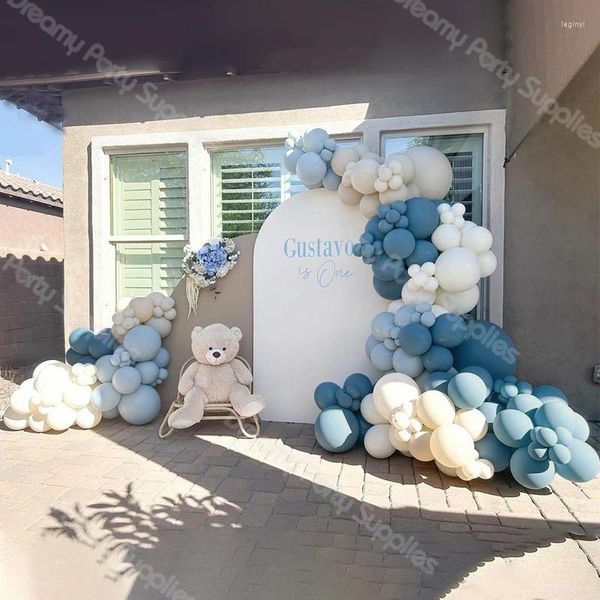 Decoración de fiesta OCéANO AZUL Globos Guirnalda Beige Globo blanco Arco Bautismo Niño Cumpleaños Decoración de ducha de bebé Boda Globos de aire