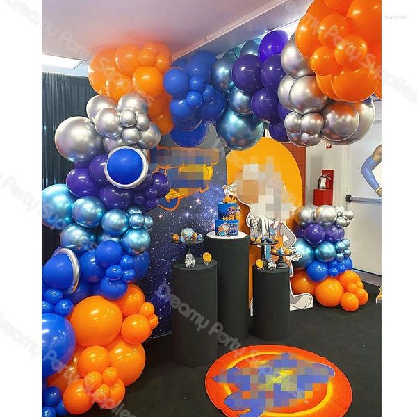 Party Decoration Orange Blue Ballons Garland Basketball garçon anniversaire Silver Purple Balloon Arch Space Theme Baby Shower Decor Globos