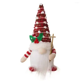 Décoration de fête Ornement américain tricot country avec des lumières figurine brillante poupée de Noël Rudolph Gnome pour les cadeaux du pendentif maison