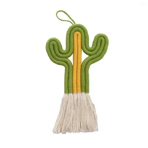 Feestdecoratie Ornament Cactus Kamer-Decor - Geweven Muurophanging Schattig Kinderkamer Decor Cadeau Swing Autohanger Groen