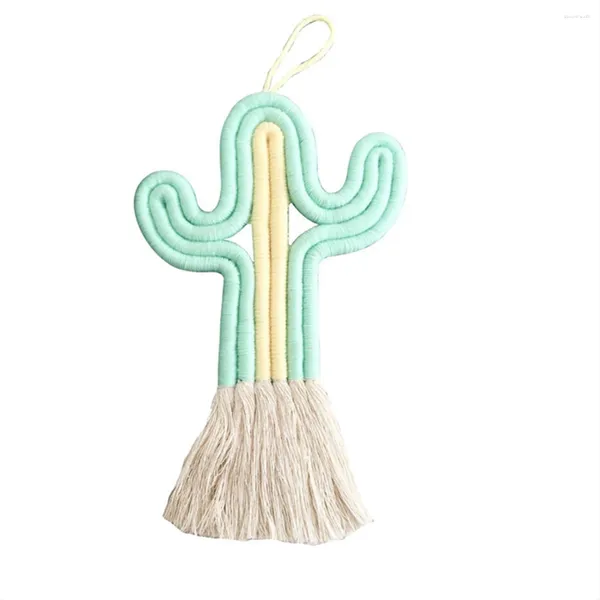 Adorno de decoración de fiesta, decoración de habitación de Cactus, colgante de pared tejido, decoración bonita para guardería, regalo, colgante de coche, color azul claro