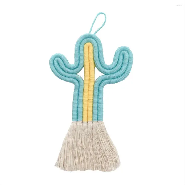 Adorno de decoración de fiesta, decoración de habitación de Cactus, colgante de pared tejido, decoración bonita para guardería, regalo, colgante de coche con columpio, color azul