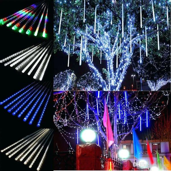 Décoration de fête extérieure Solar Meteor Shower Christmas Light 8 Tubes 192 LED PROSEMENT LUMIÈRES POUR LES CHARDES POUR LES FORMES DES FORE
