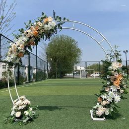Décoration de fête de mariage extérieur arc arc double arches géométriques étagère artificielle du support de fleur de fleur de fond décoration décoration