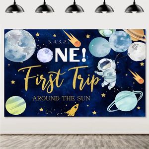Party Decoration Outer Space 1st Birthday Decorations Eerste reis rond de Sun -achtergrond voor jongensmeisjes