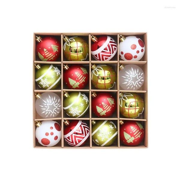 Paquete de decoración de fiesta de 16 adornos de bolas de Navidad irrompibles, rojos, blancos y verdes