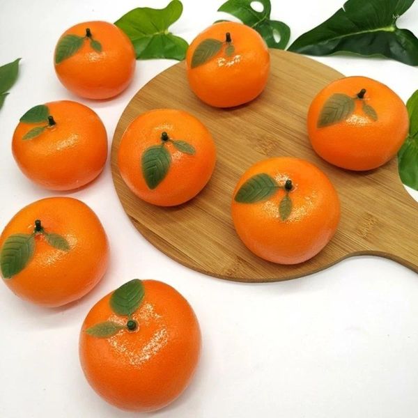 Paquete de decoración de fiesta de 6 suministros de frutas de plástico naranja artificiales decoraciones para el hogar falsas