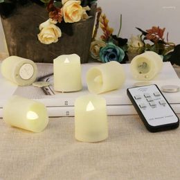 Décoration de fête Pack de 6 bougies LED sans flamme à bord ondulé avec minuterie télécommande bougie chauffe-plat votive à piles F/mariage de Noël-chaud