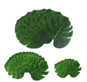 Décoration de fête feuilles de palmier artificielles tropicales Monstera fausses feuilles plantes artificielles tropicales vertes Jungle Safari hawaïen Luau décoration de table de fête de mariage