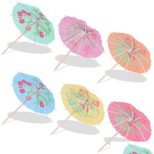 Parti Décoration Papier Boisson Cocktail Parasols Parapluies Luau Bâtons Tropical Hawaïen Partie De Mariage Parapluie Décoration Bar Décor D Dhn1V