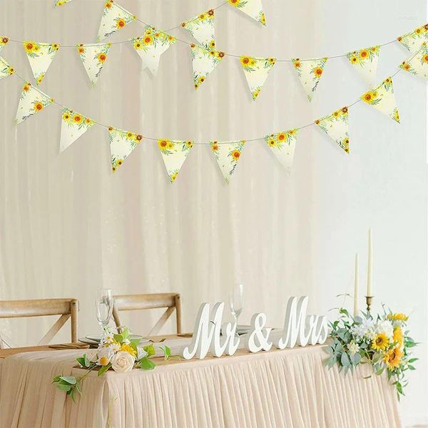 Décoration de fête Papier Tournesol Triangle Drapeau Bannière Automne Automne Soleil Fleur Réception De Mariage Douche Nuptiale Streamer Toile De Fond Décorations