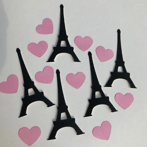Décoration de fête Paris Décorations Tour Découpes Paillettes noires couvertes Confettis Douche nuptiale Bébé Fille Anniversaire de mariage Décor